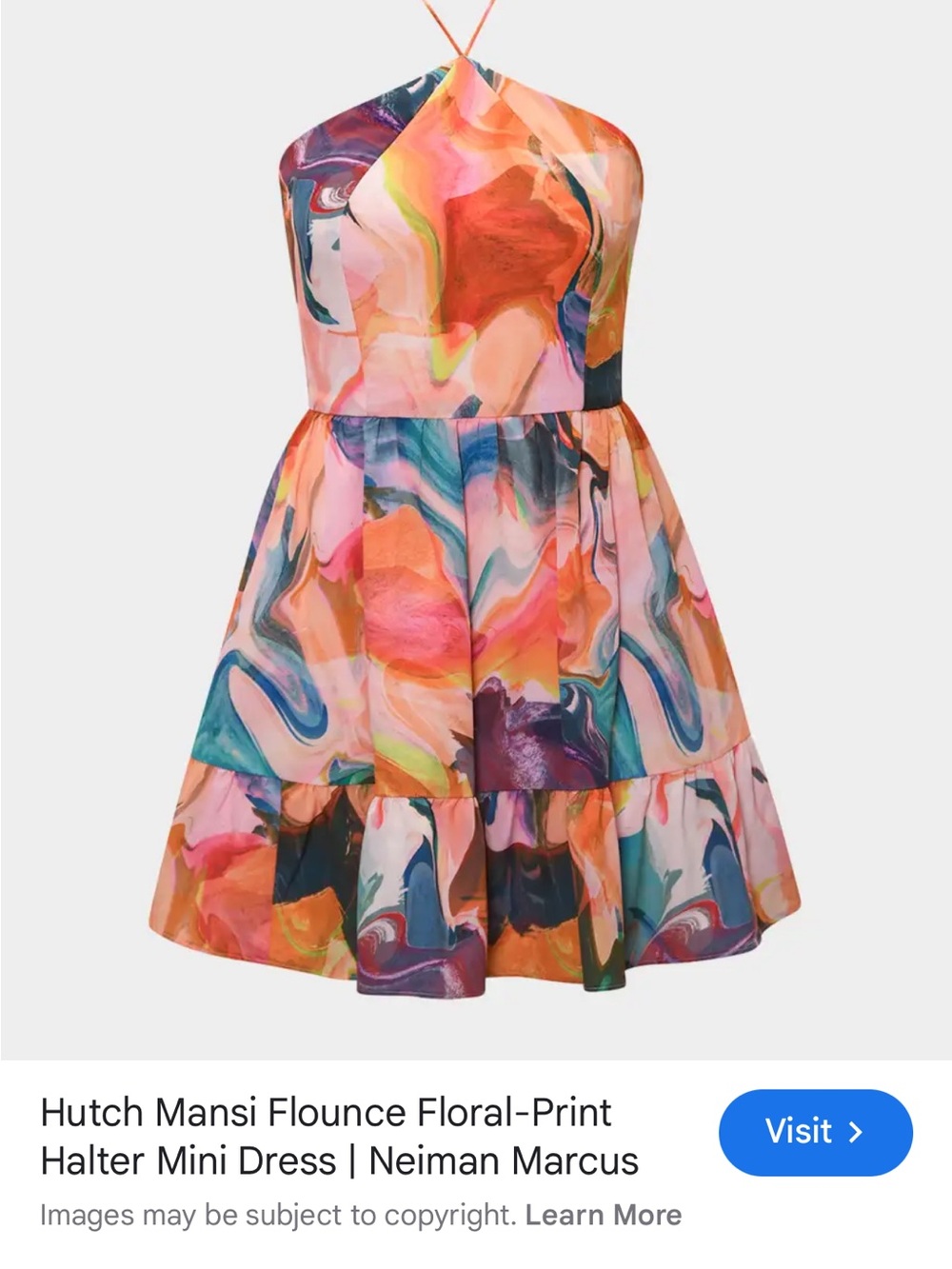 Hutch Halter Multicolor Marble Print Dress
